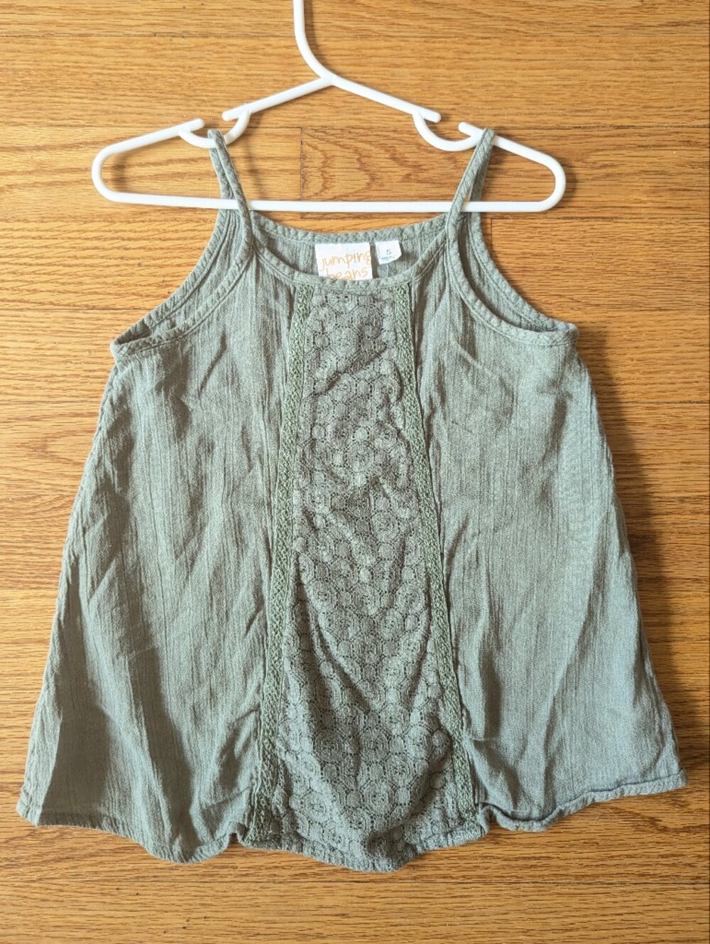 jumping beans Sage Green Lace-Front Tank Top